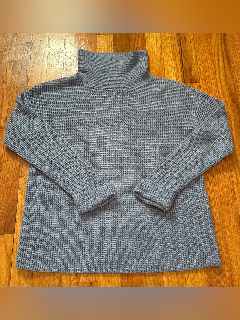 J. Jill Steel Blue Waffle-Knit Cowl Neck Pullover Sweater Women’s Petite M